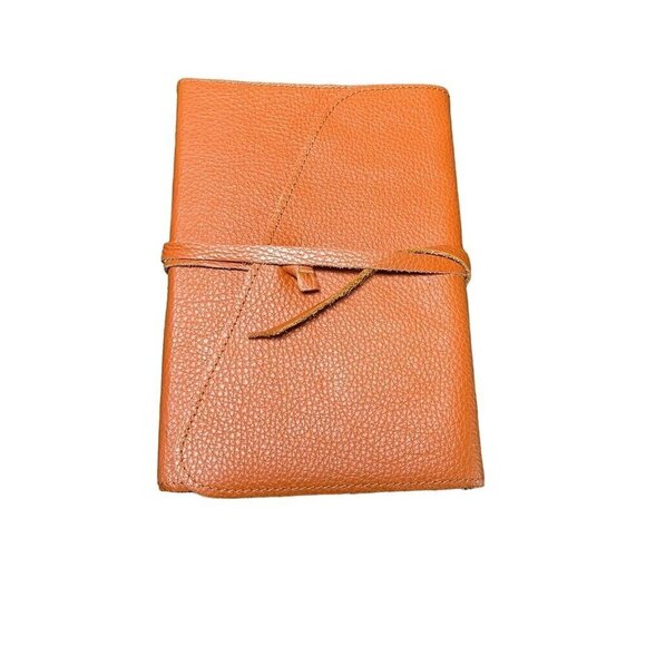 Leather Wrap Journal Woman Bag Orange White Lined Paper Pages Writer Stories - Picture 1 of 11